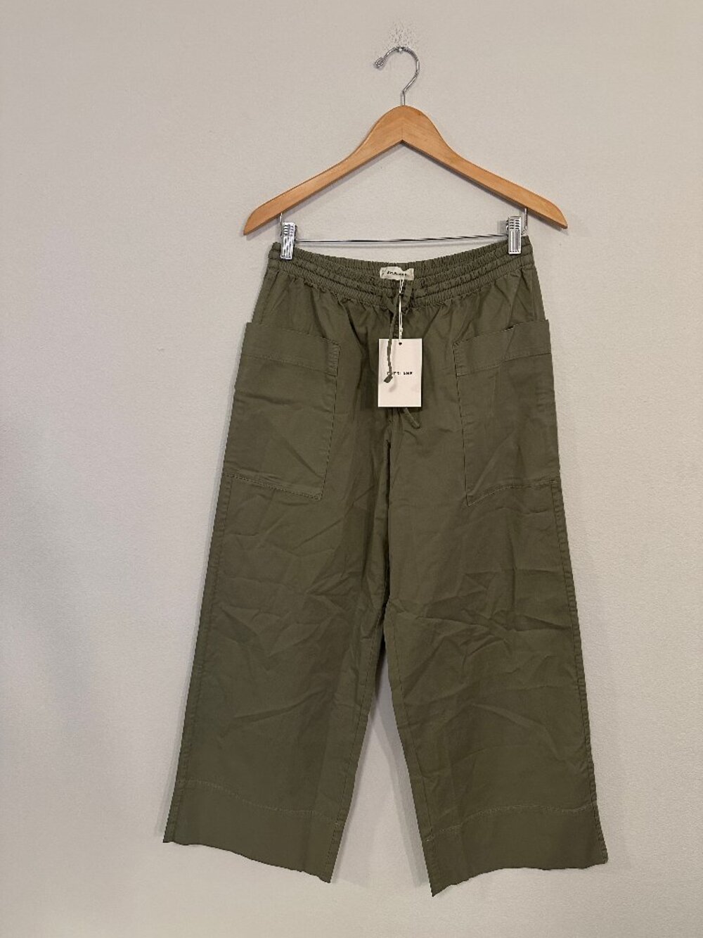 Everlane Easy Patch Pocket Pants Womens Small Oil Green Organic Cotton NWT